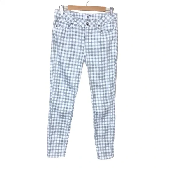 Paige Gray Gingham Verdugo Ankle Skinny Jean Size 31 - Picture 2 of 9